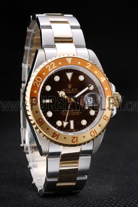 Rolex GMT Master II Gold Colored Ceramic Bezel Brown Dial Tachymeter