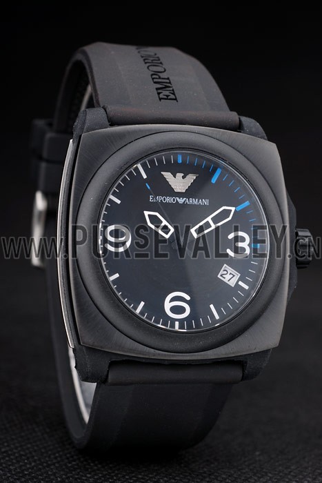 Emporio Armani Classic Black Rubber Strap Black Ceramic Bezel