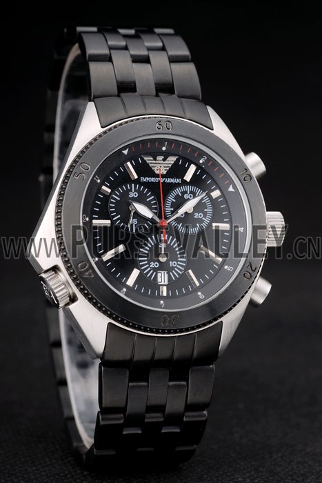Emporio Armani Sportivo Black Ion Plated Bezel Black Dial Chronograph