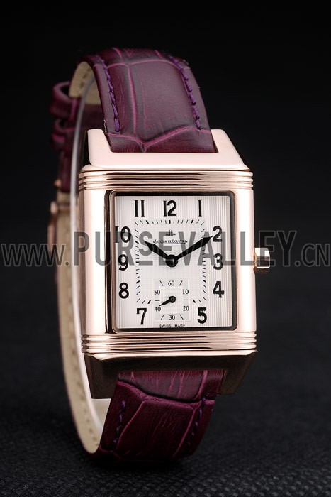 Jaeger le Coultre Reverso Squadro Lady Brown Leather Strap White Dial 41965