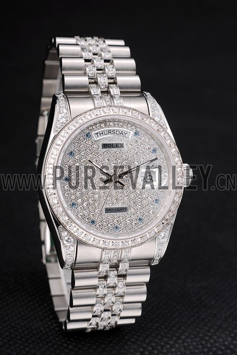 Rolex DayDate Diamond Plated Stainless Steel Bracelet Diamond Plated Dial 41985