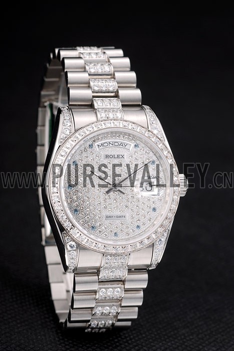 Rolex DayDate Diamond Plated Stainless Steel Bracelet Diamond Plated Dial 41986