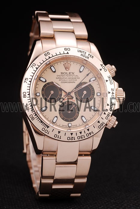 Rolex Daytona Rose Gold Plated Stainless Steel Bezel Rose Gold Dial