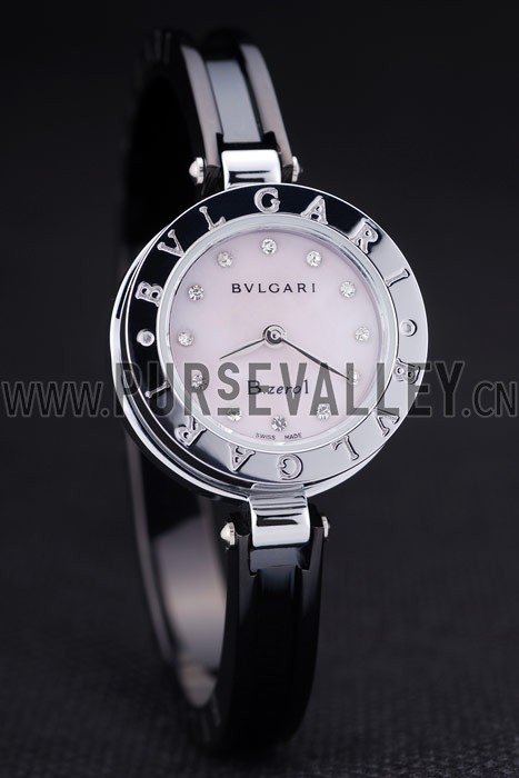 Bvlgari B.ZERO1 24mm Pink Dial Stainless Steel Case Black Steel Bracelet