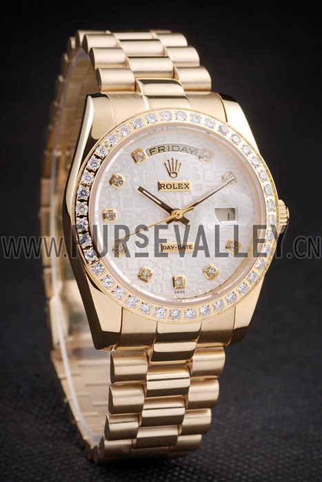 Rolex Day-Date 18k Yellow Gold Plated Stainless Steel White Dial