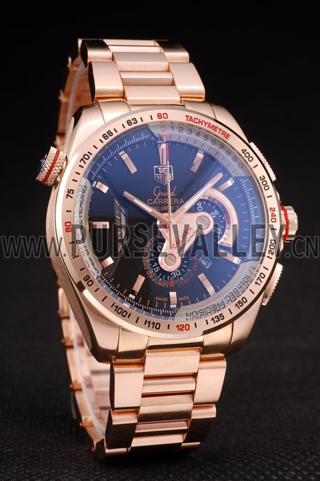 Tag Heuer Carrera Rose Gold Case Black Dial