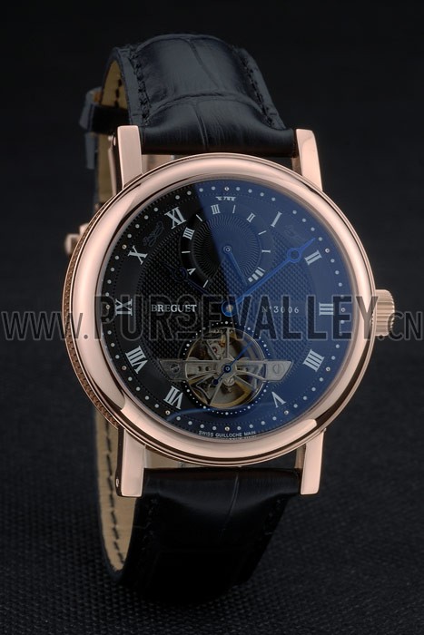 Breguet Classique Complications Rose Gold Case Black Leather Strap 80156