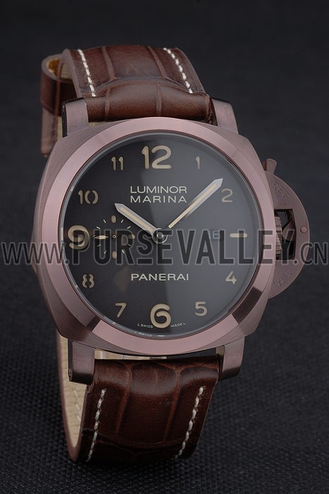Panerai Luminor Brown Leather Strap Black Dial 80161