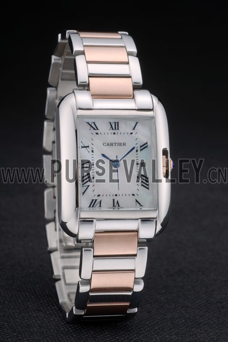Cartier Tank Anglaise 30mm White Dial Stainless Steel Case Two Tone Bracelet