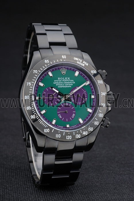 Rolex Daytona Black Ion Plated Tachymeter Black Stainless Steel Strap Green Dial 80246