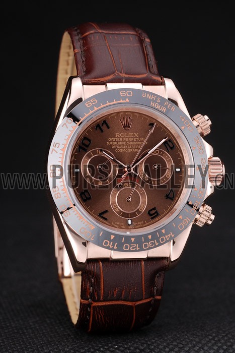 Rolex Daytona Rose Gold Case Brown Dial Brown Leather Strap