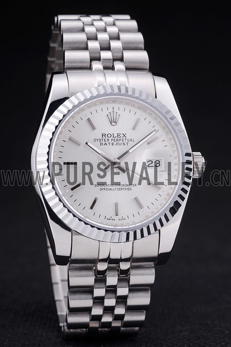 Rolex Datejust Silver Dial Ribbed Bezel 7457