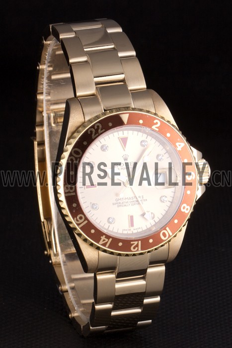 Rolex GMT Master II Gold Colored Ceramic Bezel Gold Dial Tachymeter