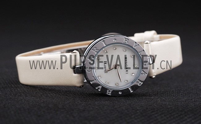 Bvlgari B.ZERO1 25mm White Dial Stainless Steel Case And Bezel Ivory Leather Bracelet