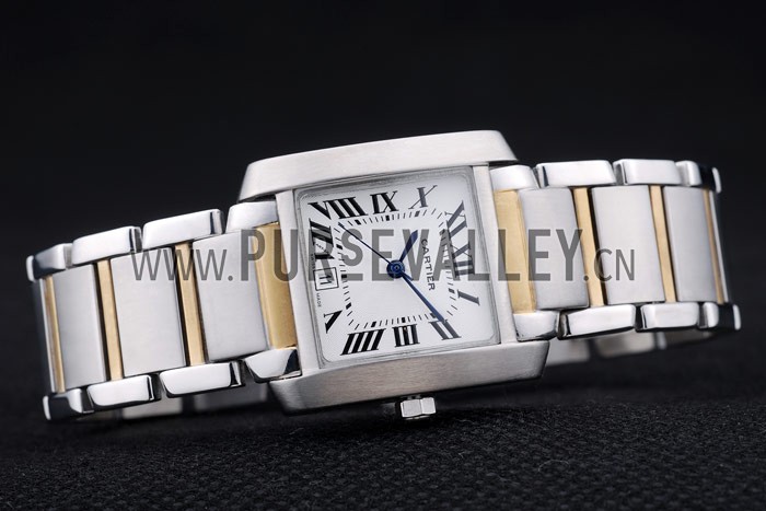 Cartier Tank Francaise 29mm White Dial Stainless Steel Case Two Tone Bracelet