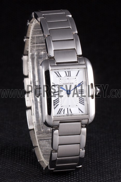Cartier Tank Anglaise 23mm Silver Dial Stainless Steel Case And Bracelet