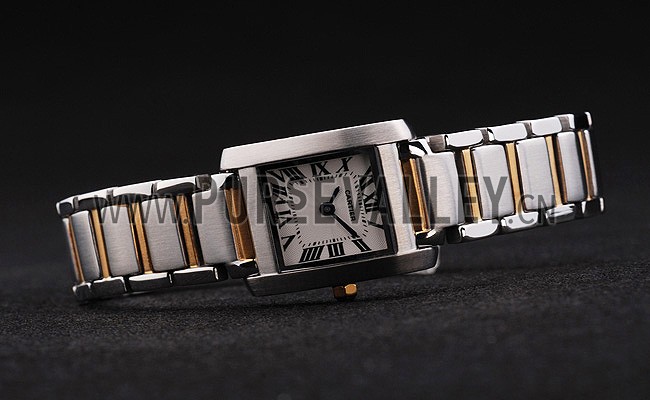 Cartier Tank Francaise 22mm White Dial Stainless Steel Case Two Tone Bracelet