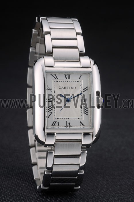 Cartier Tank Anglaise 30mm White Dial Stainless Steel Case And Bracelet