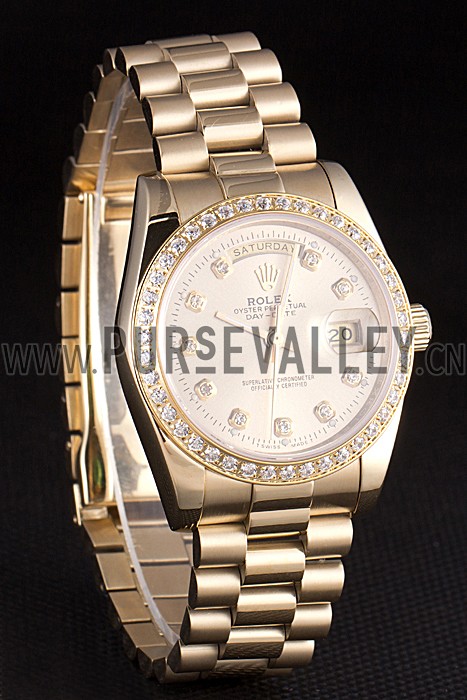 Rolex Day-Date 18k Yellow Gold Plated Stainless Steel Gold Dial