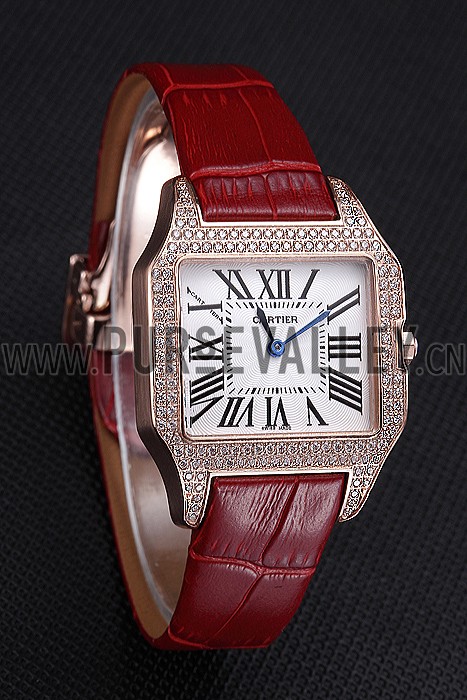 Cartier Santos 100 Diamond Rose Gold Bezel 621917