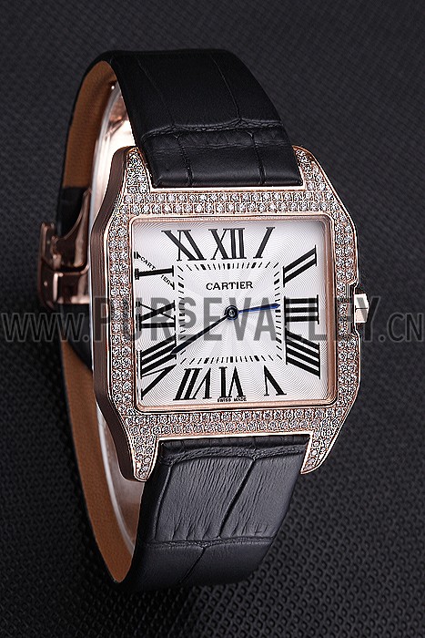 Cartier Santos 100 Diamond Rose Gold Bezel 621925