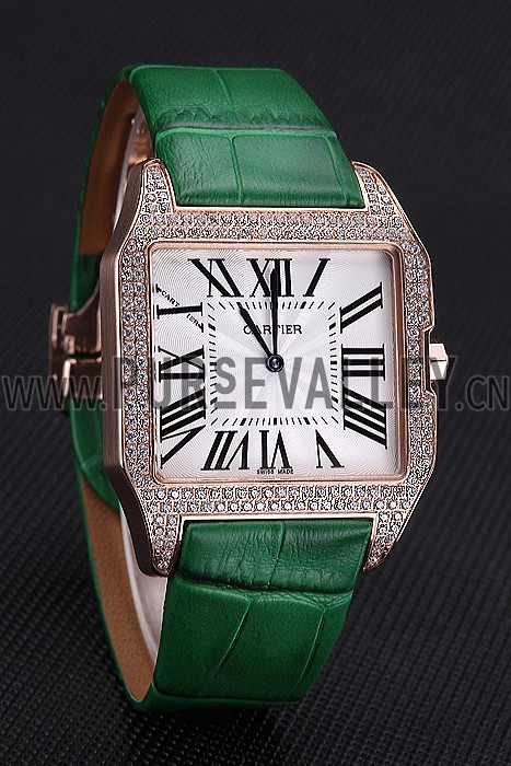 Cartier Santos 100 Diamond Rose Gold Bezel 621930