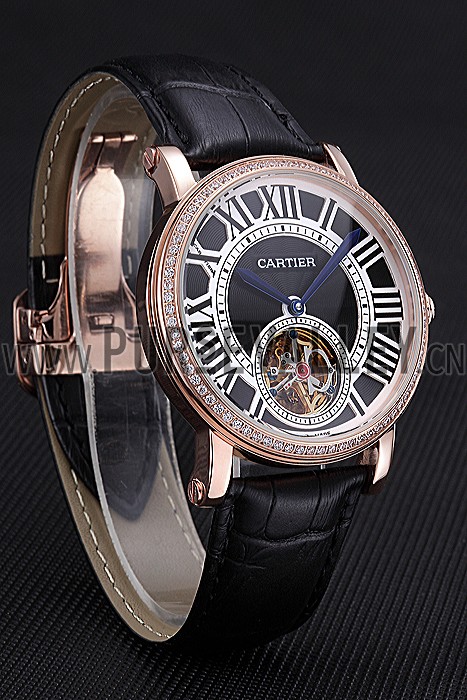 Cartier Rotonde Flying Tourbillon Diamonds Black Dial 621951