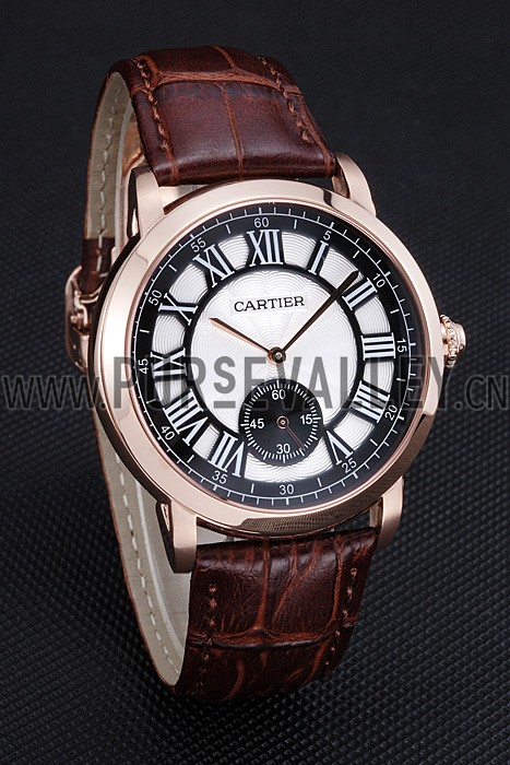 Cartier Ronde Louis White Dial Brown Leather Strap 621976