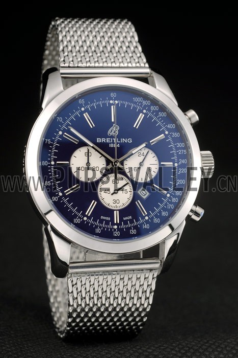 Breitling Transocean Stainless Steel Case Blue Dial