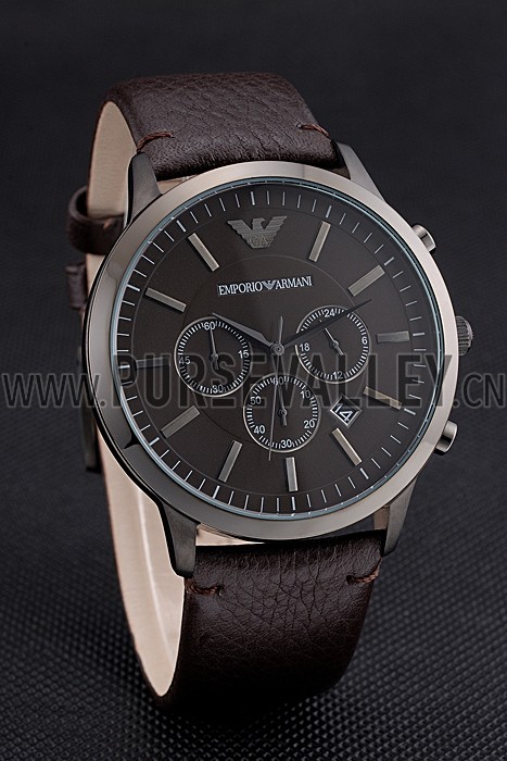 Emporio Armani Classic Chronograph Brown Dial Silver Case Brown Leather Bracelet 622341