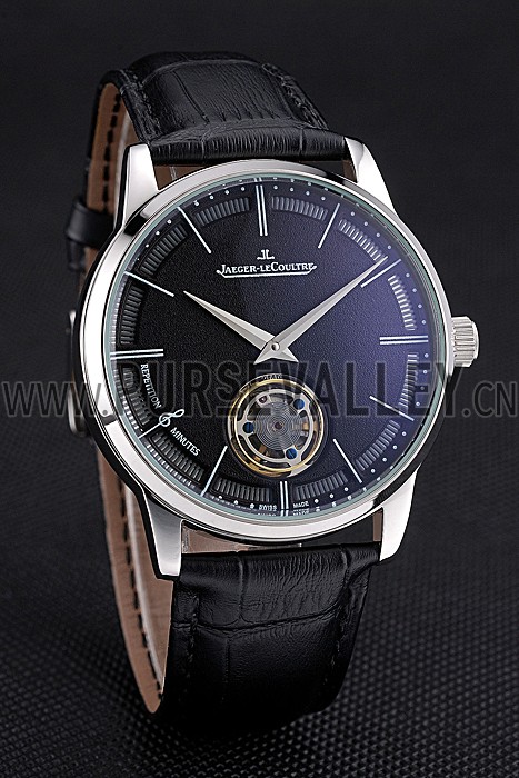 Jaeger-LeCoultre Master Flying Tourbillon Black Dial Stainless Steel Case Black Leather Strap 622777