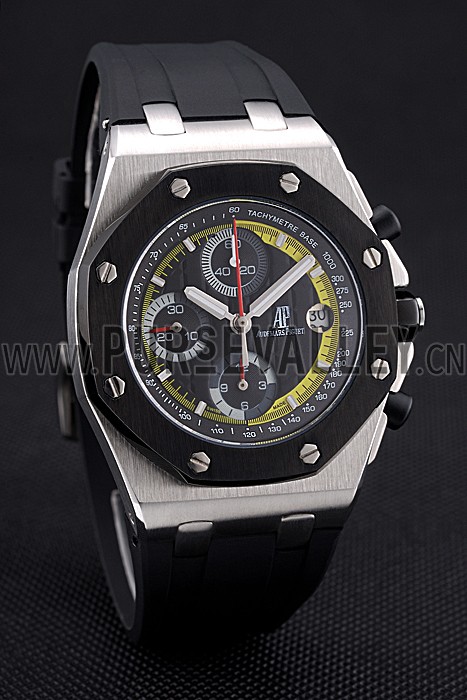 Swiss Audemars Piguet Royal Oak Offshore Black And Yellow Dial Stainless Steel Case Black Rubber Strap 622855