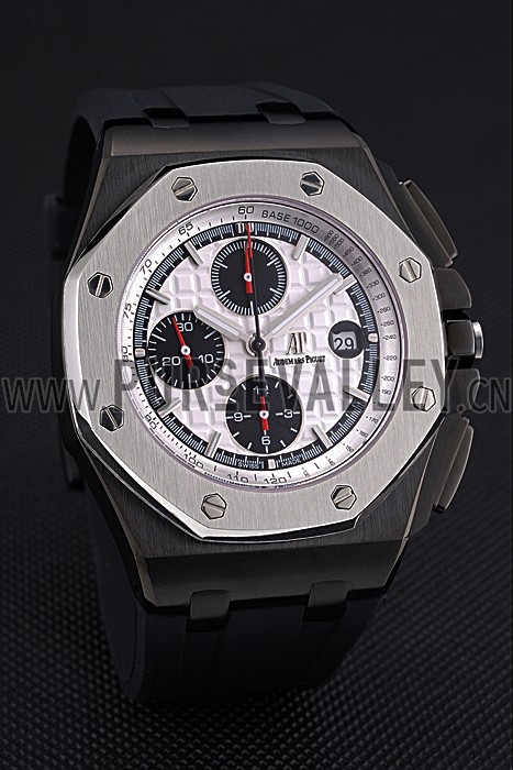 Swiss Audemars Piguet Royal Oak Offshore Chronograph White Dial Black Steel Case Black Rubber Strap 622862