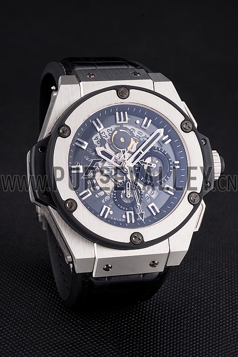 Swiss Hublot Big Bang Limited Edition Formula 1 Black Skeletonised Dial Steel Case Black Leather Strap 622883