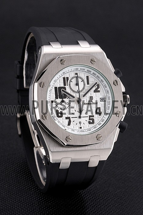 Audemars Piguet Royal Oak Offshore White Dial Stainless Steel Case Black Rubber Strap
