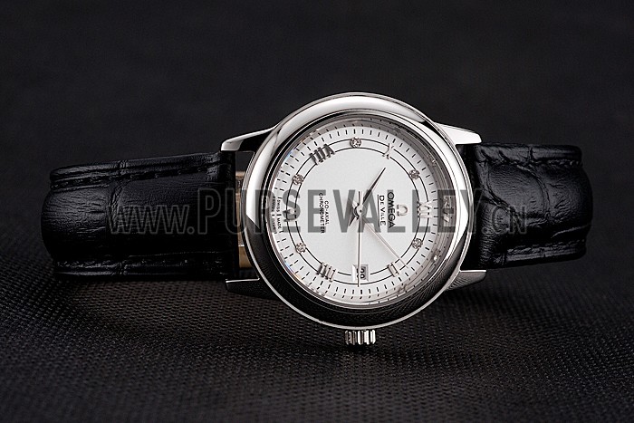 Omega De Ville Prestige Ladies White Dial Stainless Steel Case Black Leather Strap