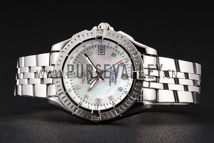 Breitling Colt Lady Pearl Dial Diamond Hour Marks Stainless Steel Case And Bracelet