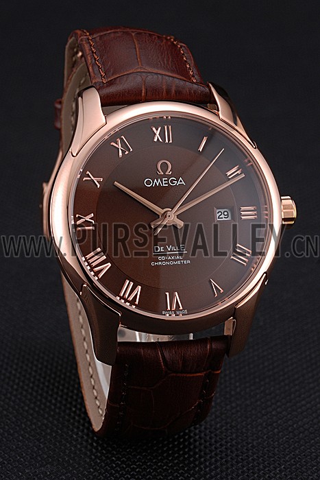 Omega DeVille Brown Dial Gold Case Brown Leather Strap 622831
