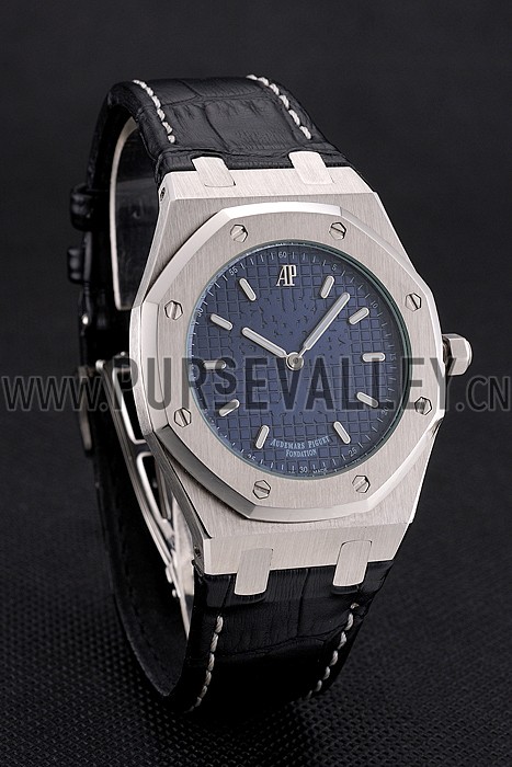 Audemars Piguet Royal Oak Fondation Blue Dial Stainless Steel Case Black Leather Strap