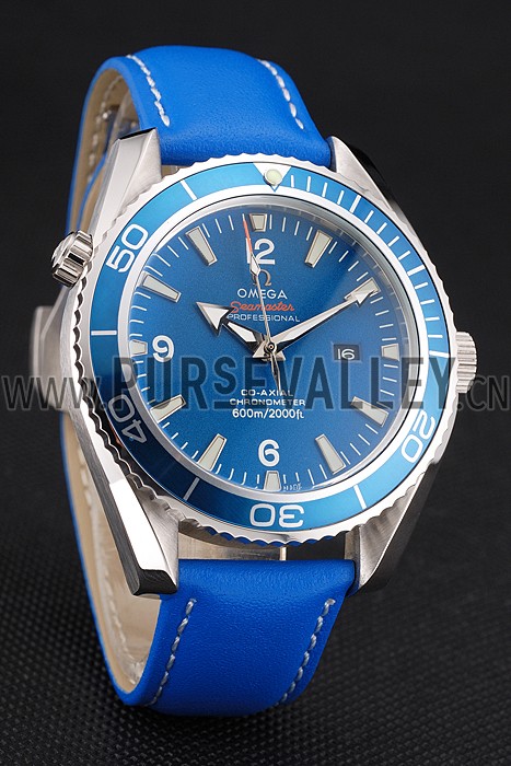 Omega Seamaster Planet Ocean Blue Dial Blue Leatherl Bracelet 622538
