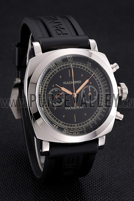 Swiss Panerai Radiomir 1940 Chronograph Black Dial Stainless Steel Case Black Rubber Strap