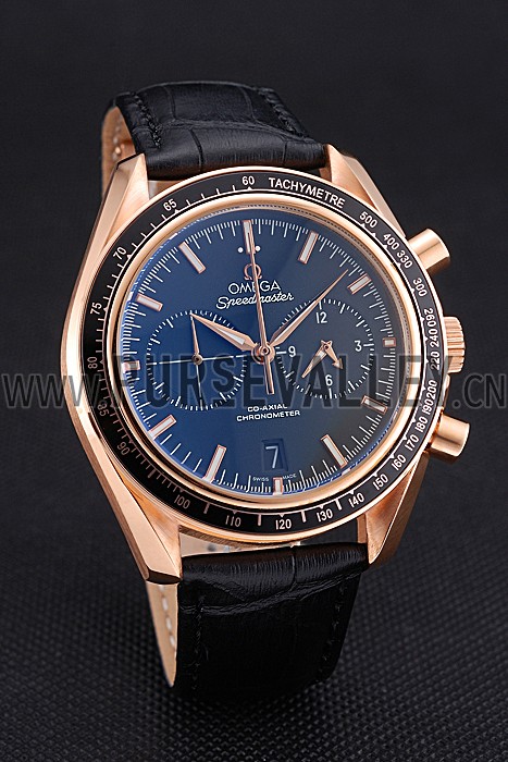 Omega Speedmaster Black Dial Gold Case Black Leather Strap 622809
