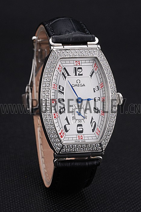 Omega Sochi Petrograd White Dial With Diamonds Stainless Steel Case Black Leather Strap 622823