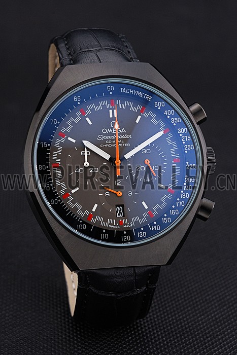 Omega Speedmaster Mark II Black And Red Dial Black Case Black Leather Strap 622814