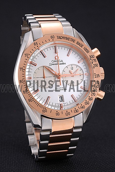 Omega Speedmaster White Dial Gold Bezel Stainless Steel Case Two Tone Bracelet 622803