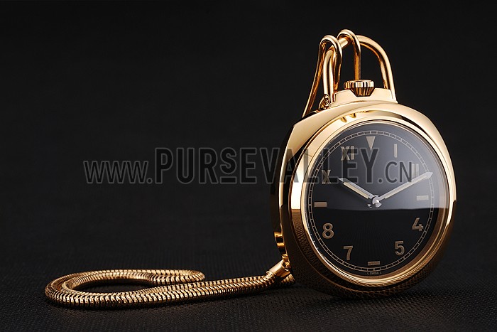 Swiss Panerai Radiomir Pocket Watch Black California Dial Gold Case And Chain 1453739