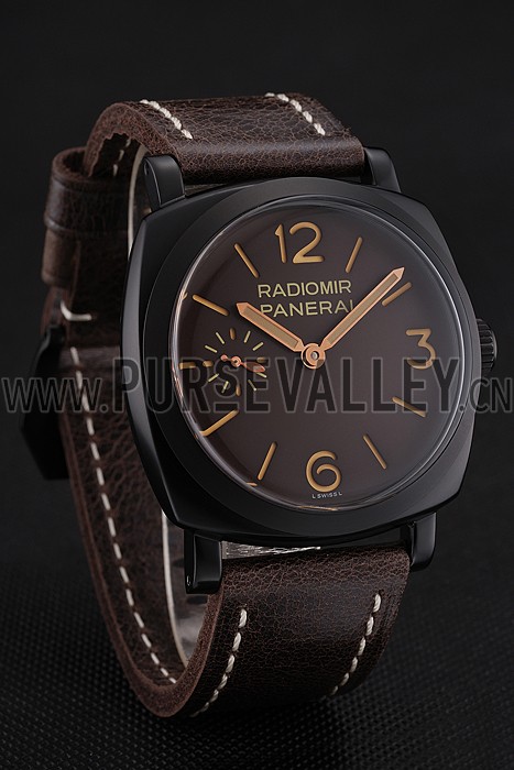 Swiss Panerai Radiomir 1940 Brown Dial Black PVD Case Brown Leather Strap 1453846