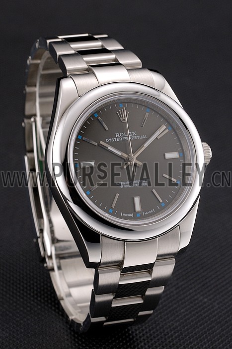 Rolex Oyster Perpetual Dark Rhodium Dial Stainless Steel Case And Bracelet