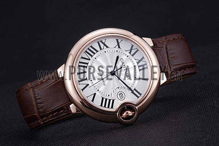Swiss Cartier Ballon Bleu Brown Leather Bracelet 622064