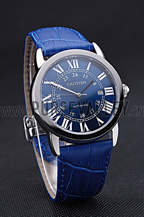Swiss Cartier Ronde Solo Stainless Steel Case Blue Dial Roman Numerals 622193